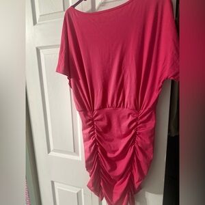 Pink mid length dress with ruffled bottom